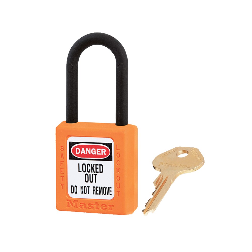 Cadenas de sécurité en Thermoplastique diélectrique, Anse 20x38 mm en Nylon, 2 options disponibles - Orange - Clés uniques