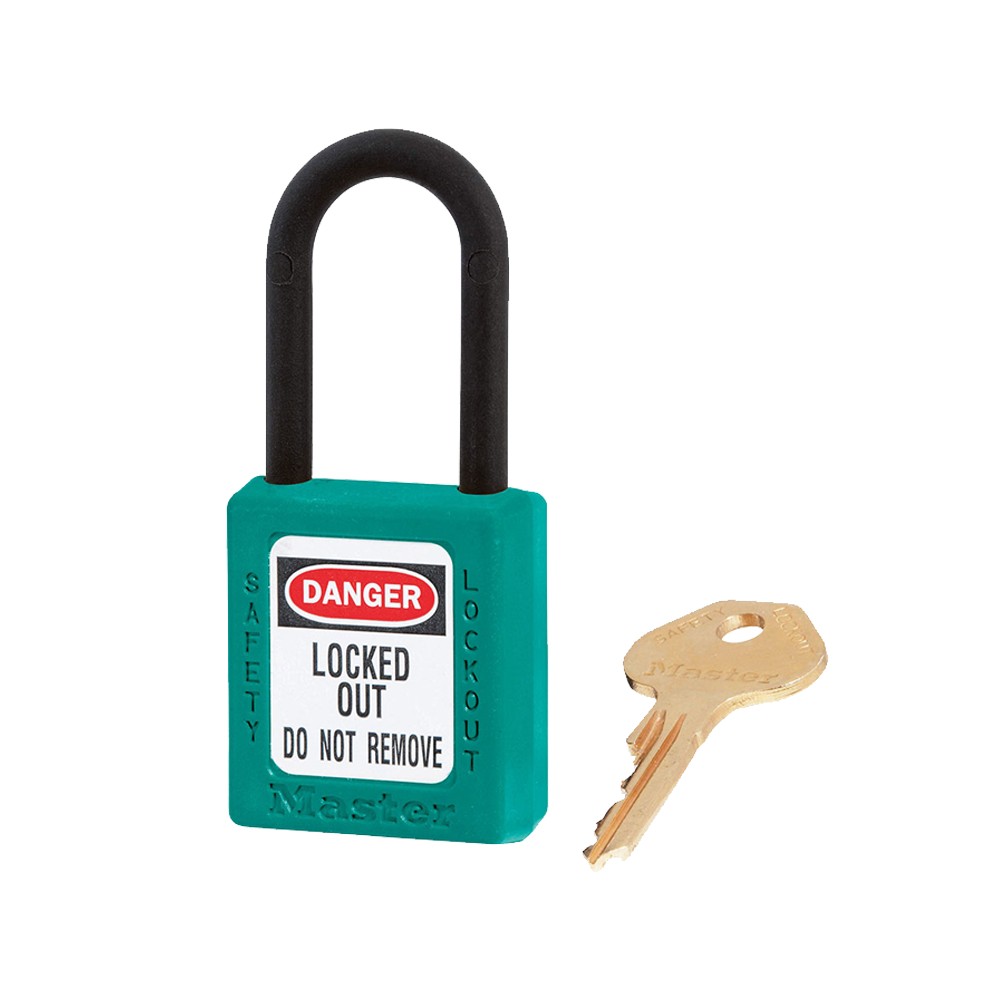Cadenas de sécurité en Thermoplastique diélectrique, Anse 20x38 mm en Nylon, 2 options disponibles - Bleu clair - Clés uniques