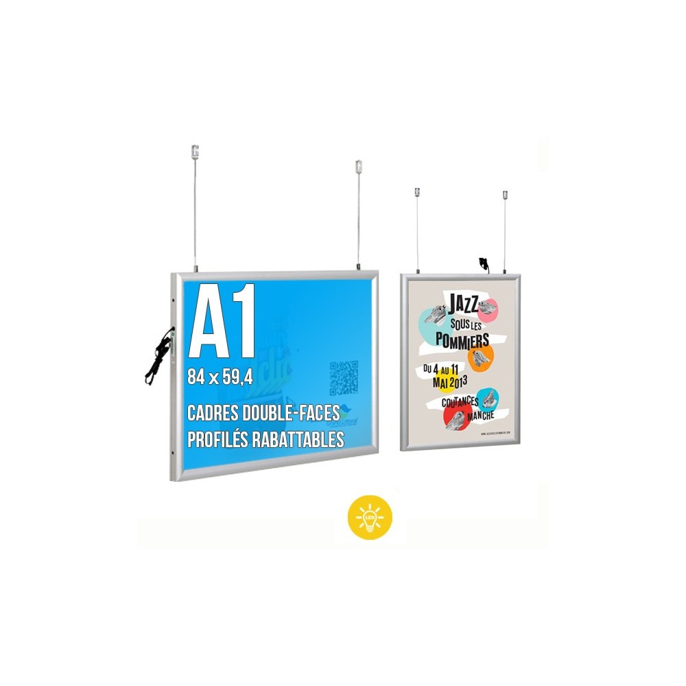 Cadres Clic-Clac LED double-faces Suspendus
