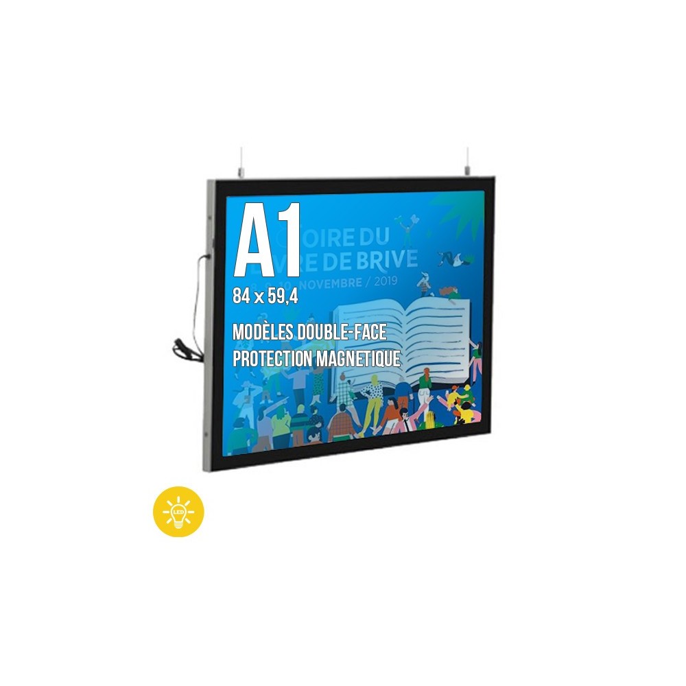 Cadres d'affichage LED Black'Line Suspendus Double-faces LED
