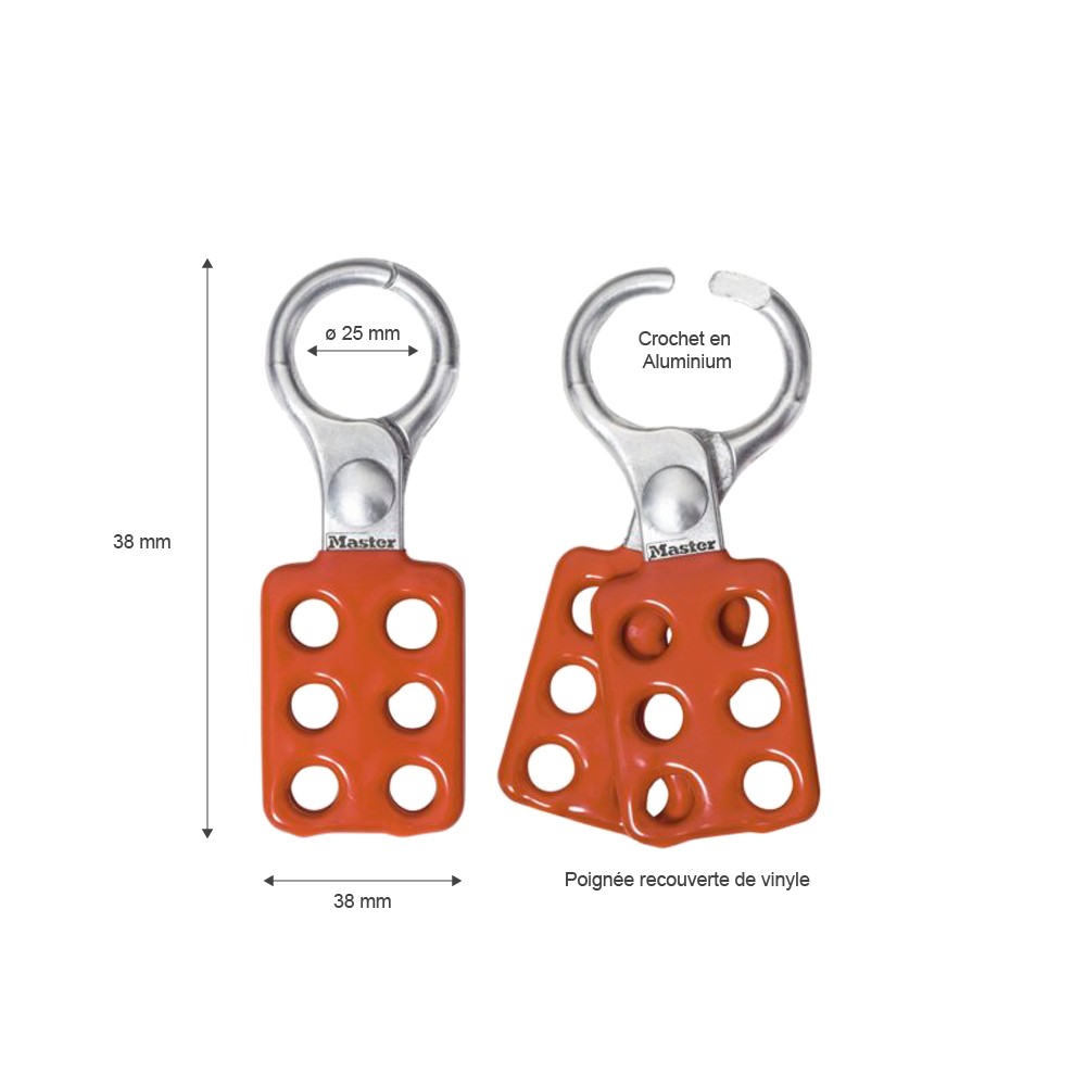Crochet Aluminium pour 6 cadenas de consignation - Ø25 mm et anse Ø6mm