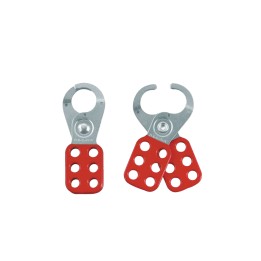 Crochet moraillon Acier avec mâchoires Ø25 mm, vérrouillable par 6 cadenas de consignation anse Ø6mm