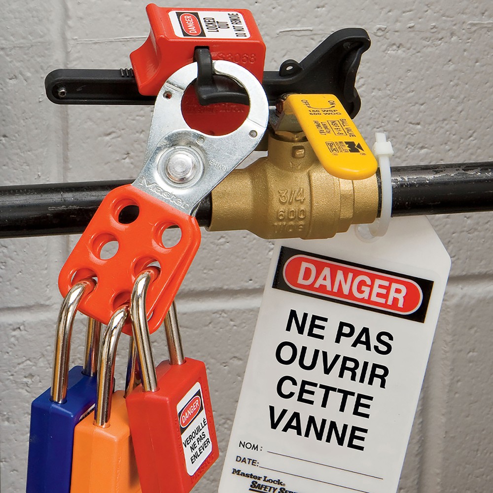 Crochet moraillon Acier avec mâchoires Ø25 mm, vérrouillable par 6 cadenas de consignation anse Ø6mm