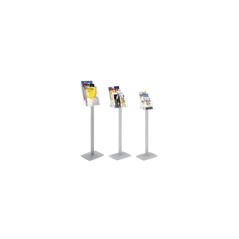 Porte-brochures sur pied alu , plexiglass cristal