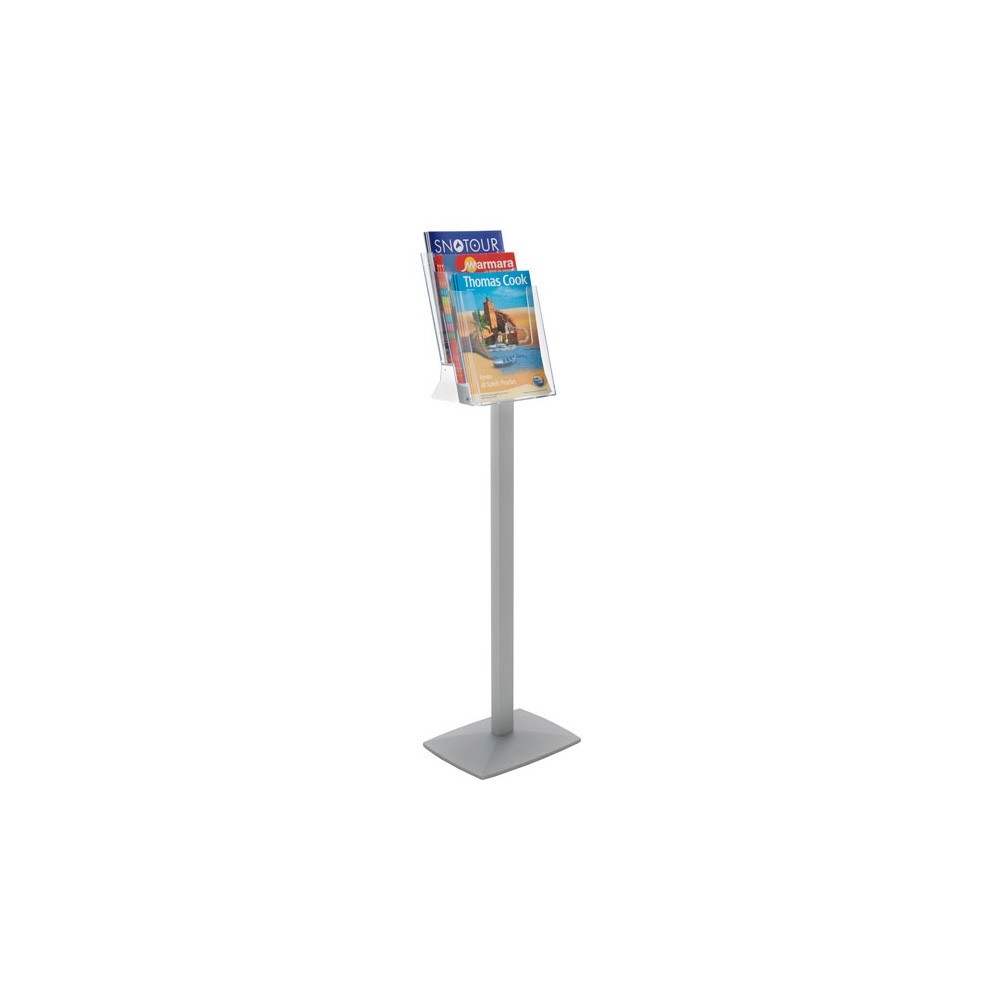 Porte-brochures sur pied alu , plexiglass cristal