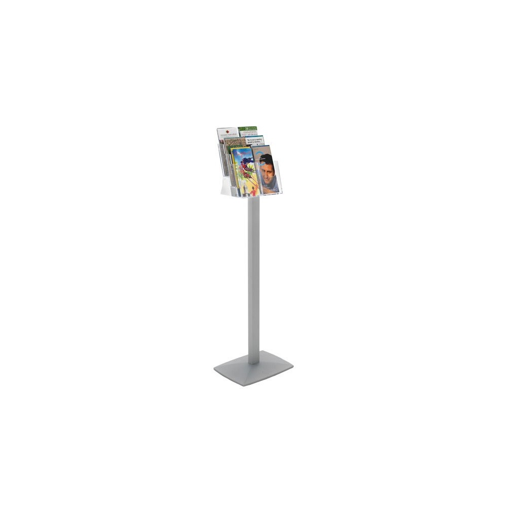 Porte-brochures sur pied alu , plexiglass cristal
