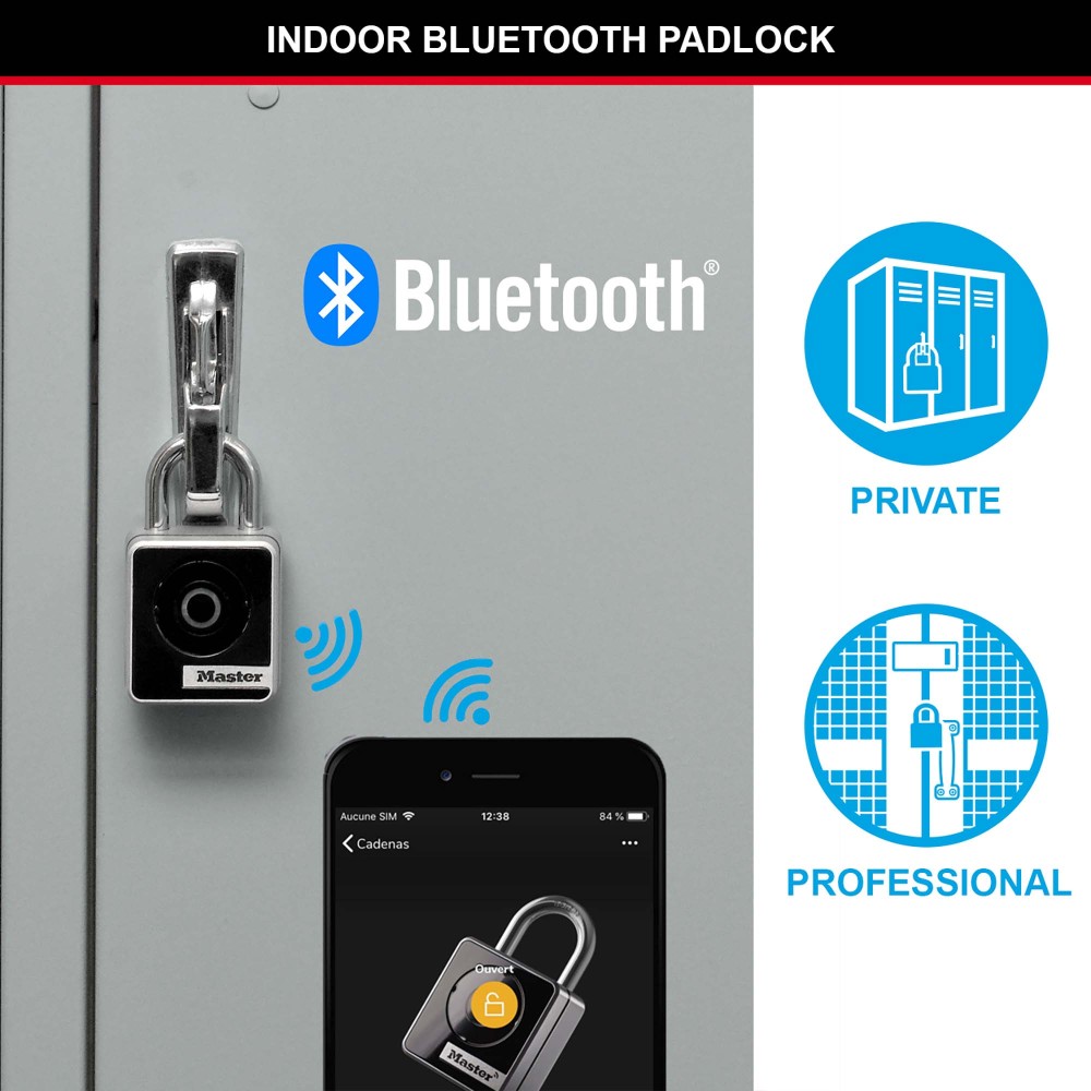 Cadenas de sécurité avec Bluetooth, connecté pour usage privé ou professionnel, usage intérieur