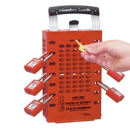 Boite à clés murale ou portable pour groupe de Consignation jusqu'à 14 travailleurs, 2 coloris disponibles - Rouge