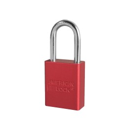 Cadenas de sécurité en aluminium anodisé, corps 38 × 46 mm, anse en acier cémenté, 3 options disponibles - Rouge - Clés uniques 