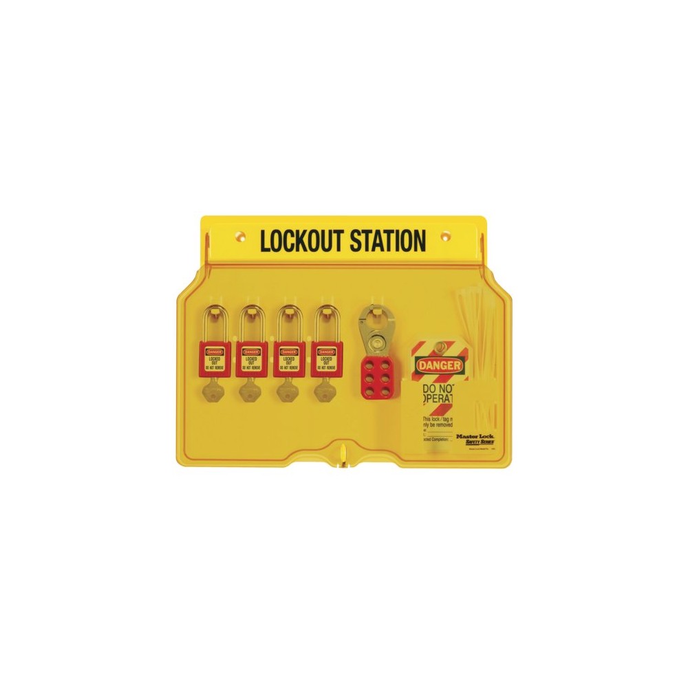 Station de consignation vide avec couvercle - Anglais, 3 capacités disponibles - 4 cadenas