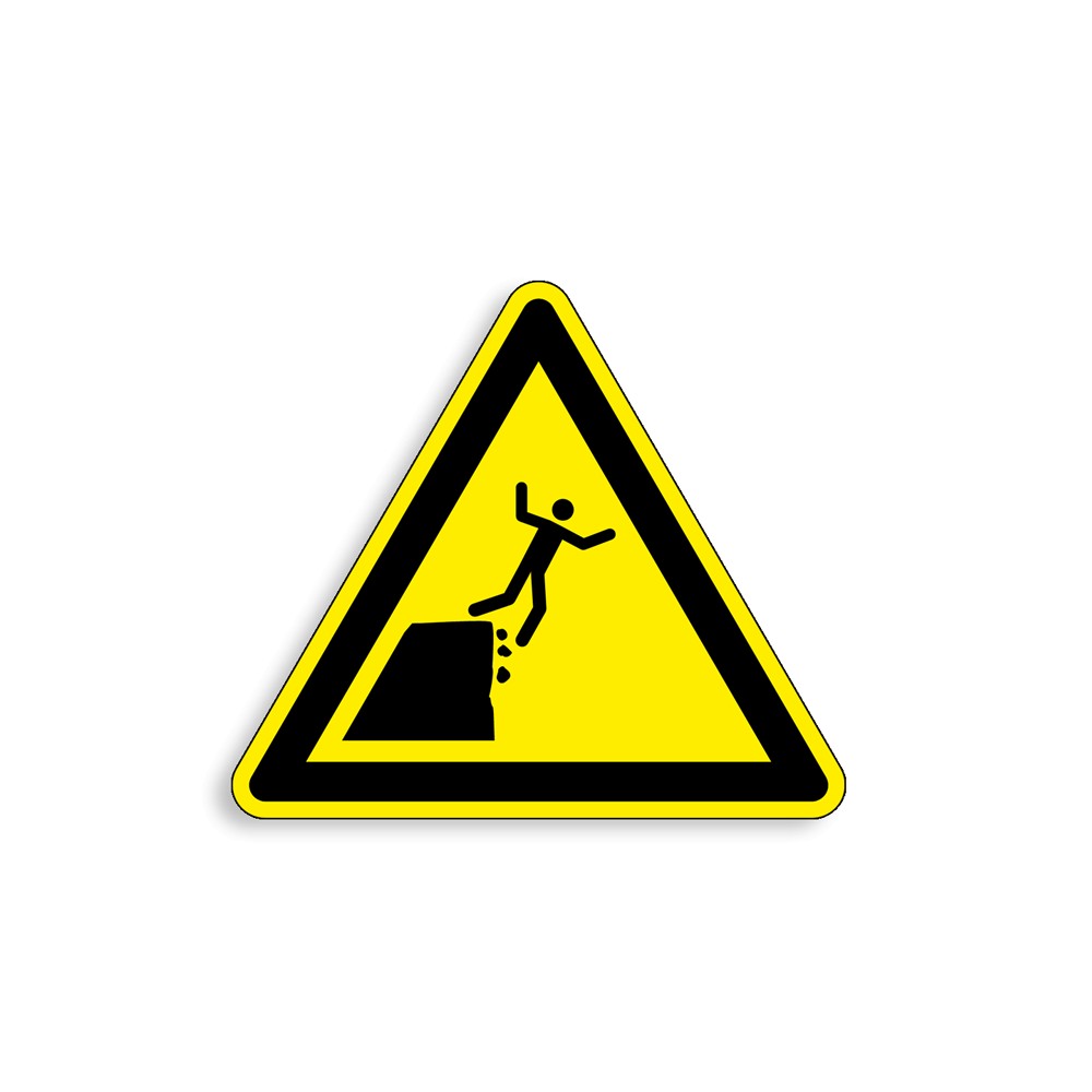 W052 - Danger bord de la falaise instable, Étiquettes et panneaux de Danger