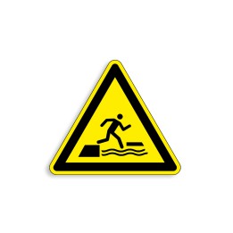 W068 - Danger risque de chute dans l'eau lors de la montée ou de la descente sur une surface flottante, Étiquettes et panneau...