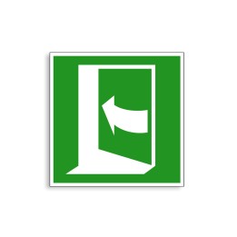 E022 - Porte qui s'ouvre en poussant sur son cote gauche, Étiquettes et panneaux d'Évacuation