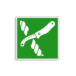 E035 - Couteau de radeau de survie, Étiquettes et panneaux d'Évacuation