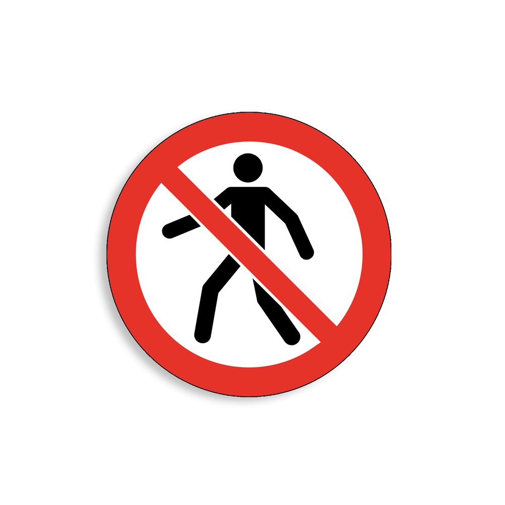 P004 - Interdit aux piétons, Étiquettes et panneaux d'Interdiction