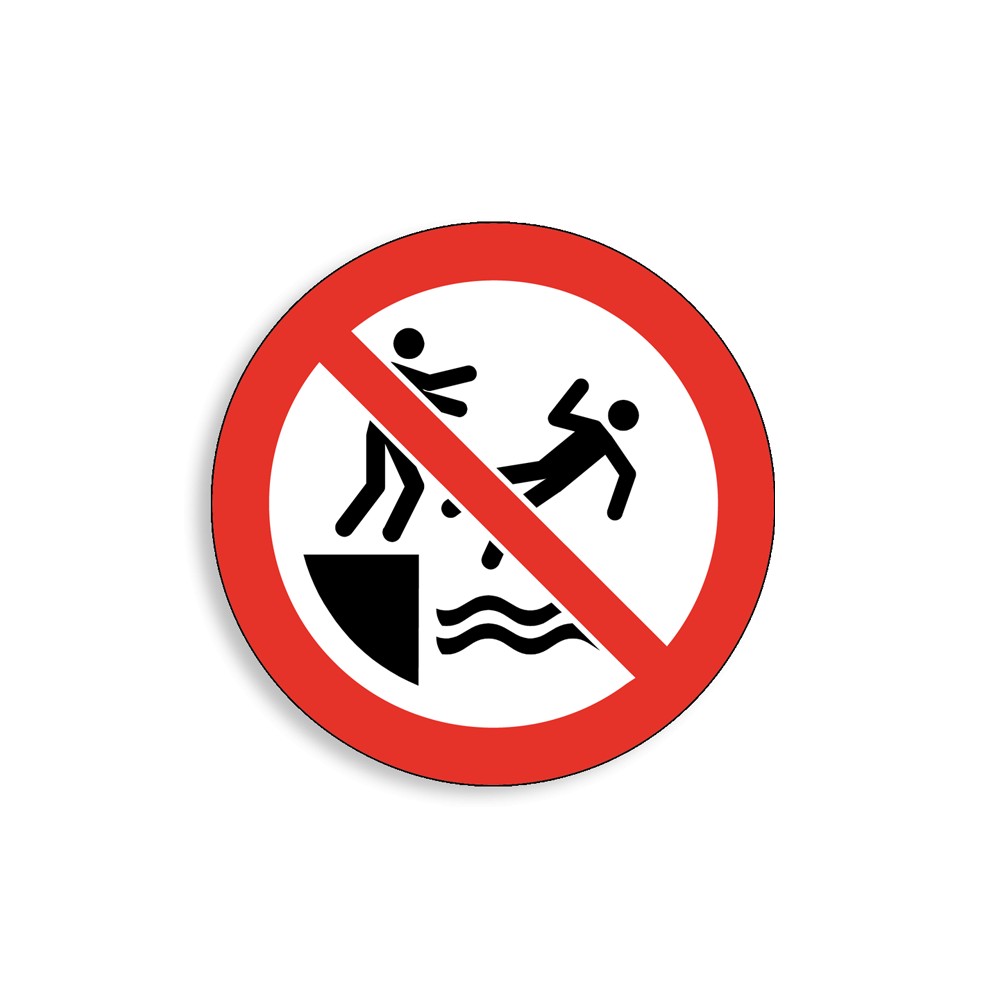 P062 - Ne pas pousser les personnes dans l'eau, Étiquettes et panneaux d'Interdiction