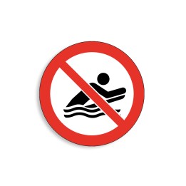 P063 - Pratique du bodyboard interdite, Étiquettes et panneaux d'Interdiction