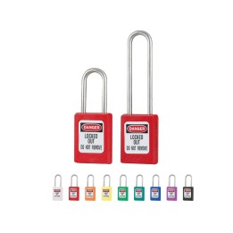 Cadenas de sécurité en Thermoplastique, corps 35x48 mm, anse en Inox, 3 options disponibles