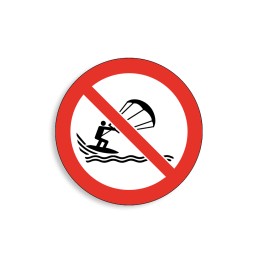 P065 - Pratique du kitesurf interdite, Étiquettes et panneaux d'Interdiction