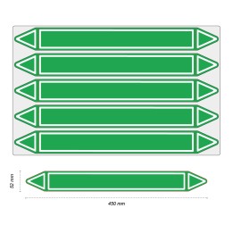 Étiquettes adhésives de marqueur de tuyauterie Eau - Prédécoupé - 52 x 450 mm - Sans pictogramme - En planche