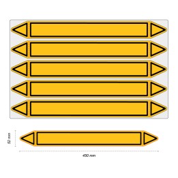 Étiquettes adhésives de Marqueur de tuyauterie Gaz - Prédécoupé - 52 x 450 mm - Sans pictogramme - En planche