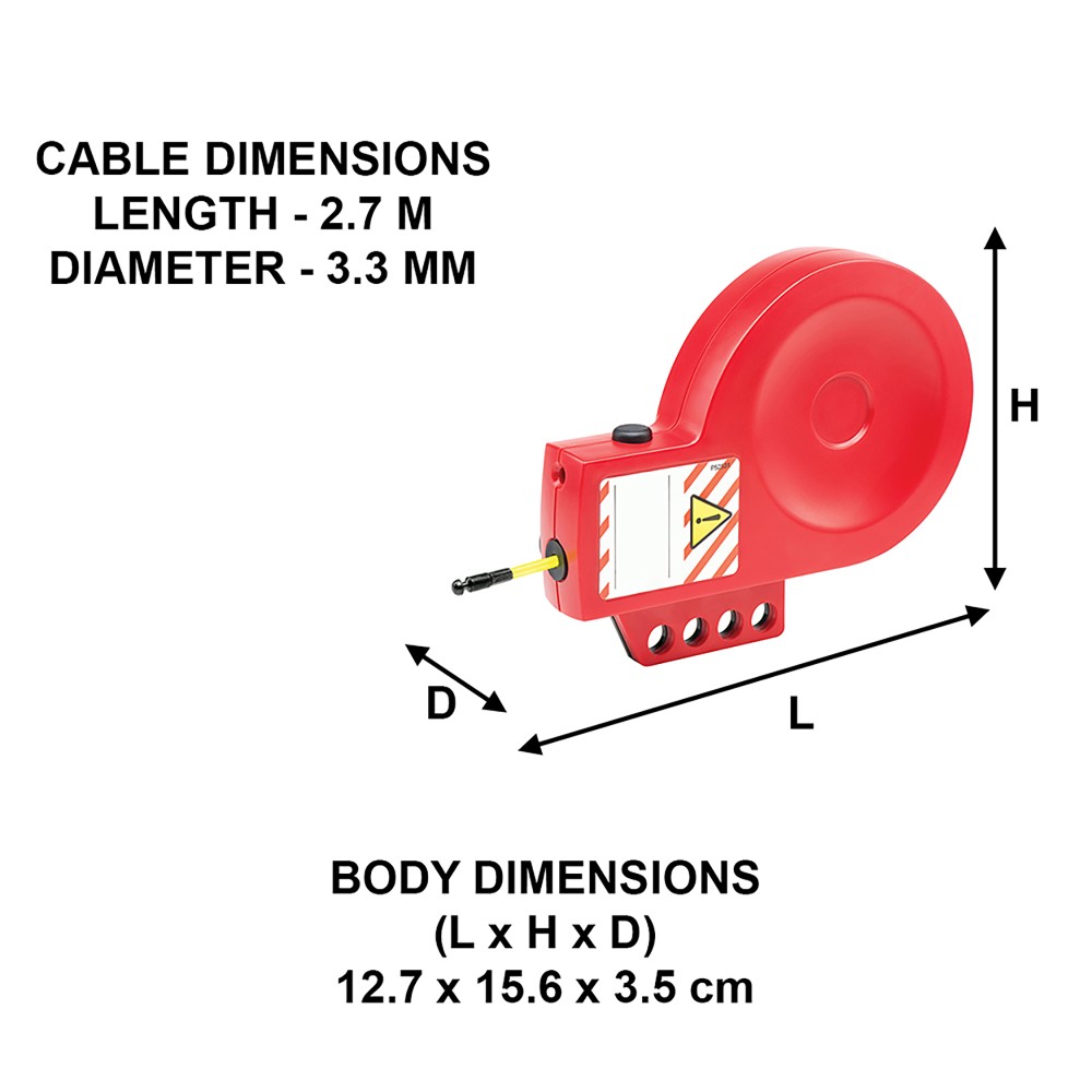Dispositif de verrouillage par câble rétractable, Câble Nylon de 2,7 mètres
