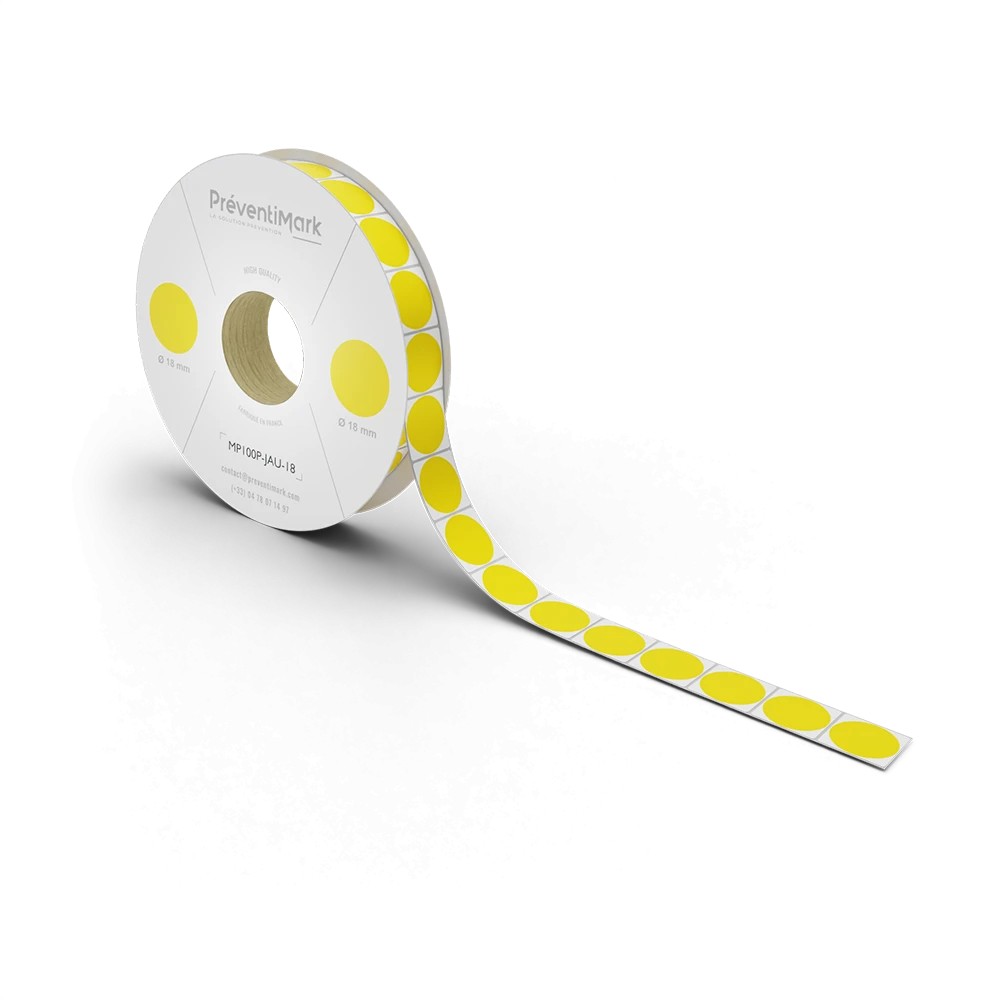 Pastilles adhésives, couleur et taille au choix - Jaune - Ø 18 mm