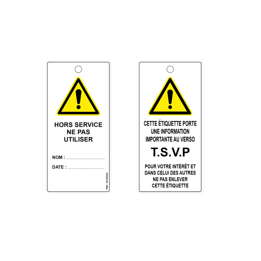 "Hors service ne pas utiliser", différents formats et matières au choix