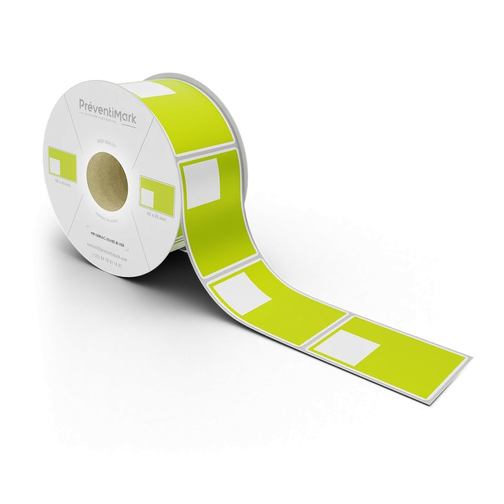 Etiquette de marquage et d'identification de racks et palettiers, Modèle B pour QR Code - Vert - 55 x 85 mm (1 niveau par étique