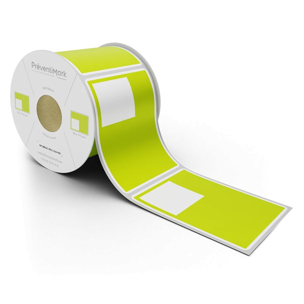 Etiquette de marquage et d'identification de racks et palettiers, Modèle B pour QR Code - Vert - 90 x 110 mm (1 niveau par étiqu