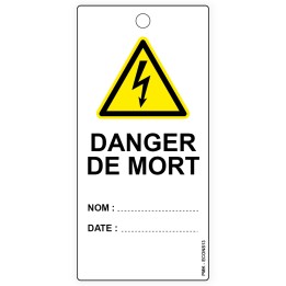 "Danger de mort" pictogramme risque électrique, différents formats et matières au choix