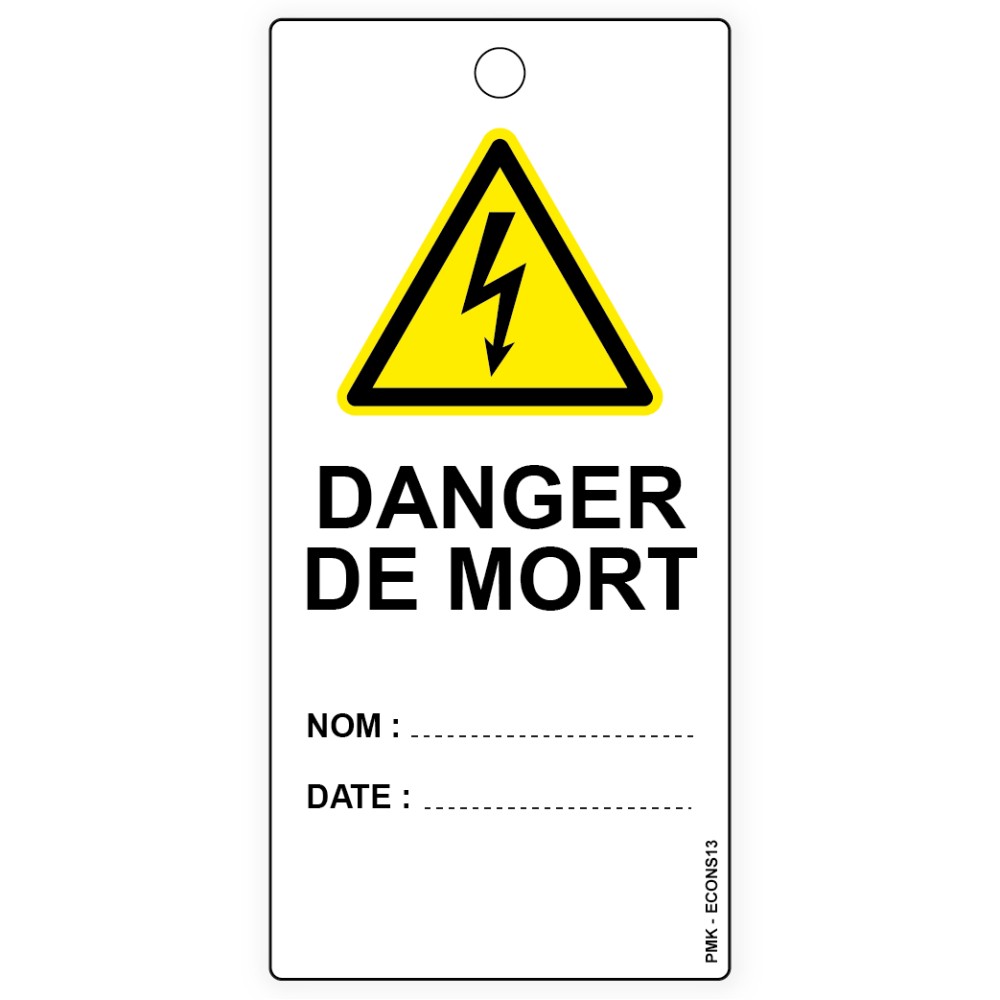 "Danger de mort" pictogramme risque électrique, différents formats et matières au choix