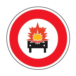 Panneau accès interdit aux véhicules transportant des marchandises explosives B18a