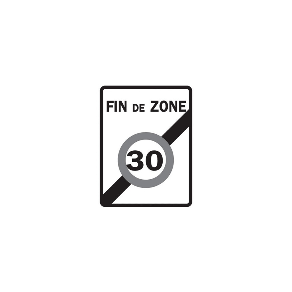 Panneau sortie d'une zone limitée à 30km/h B51