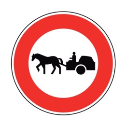 Panneau accès interdit aux véhicules à traction animale B9c