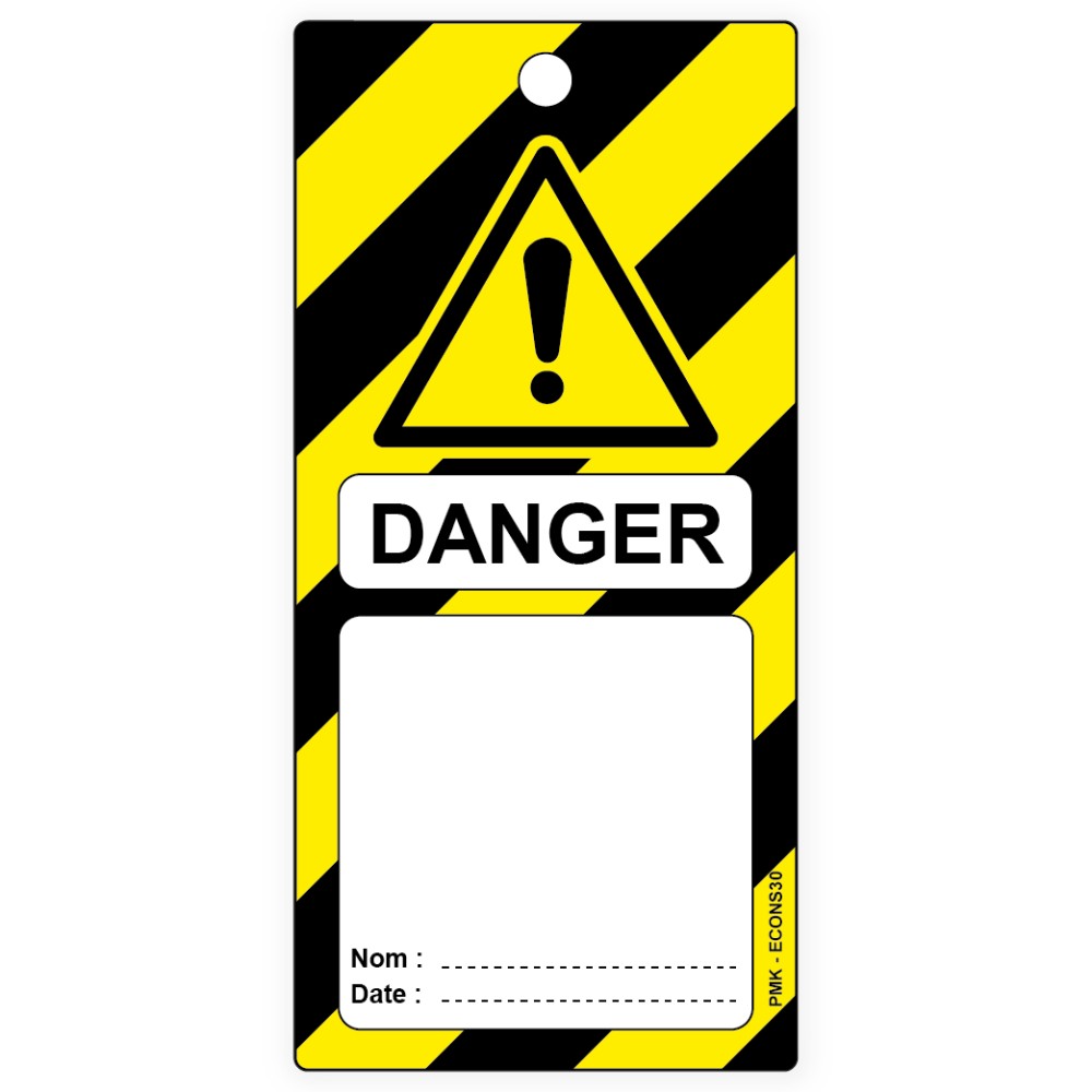"Danger" hachures jaune et noir, différents formats et matières au choix