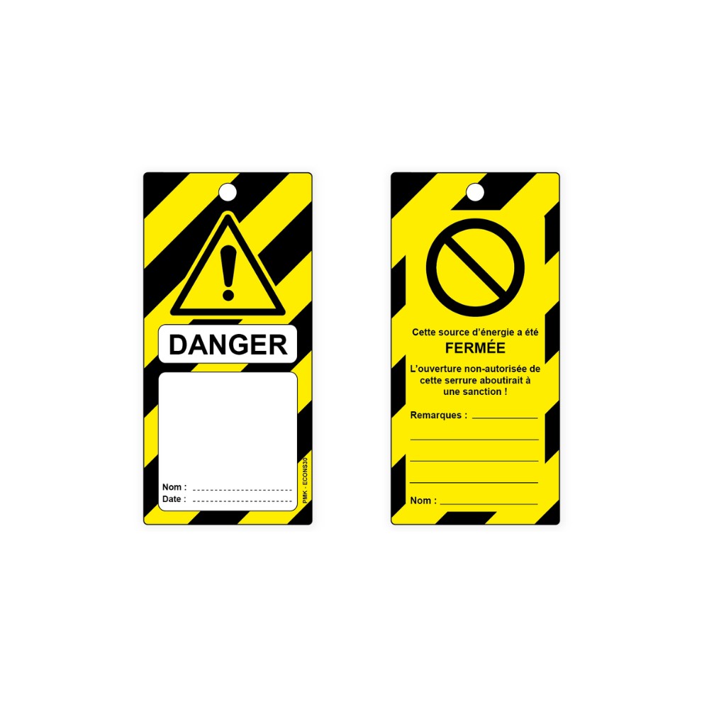 "Danger" hachures jaune et noir, différents formats et matières au choix