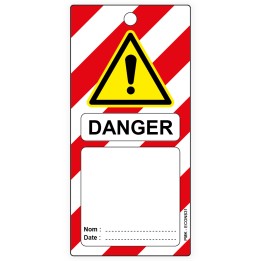 "Danger" hachures rouge et blanc, différents formats et matières au choix