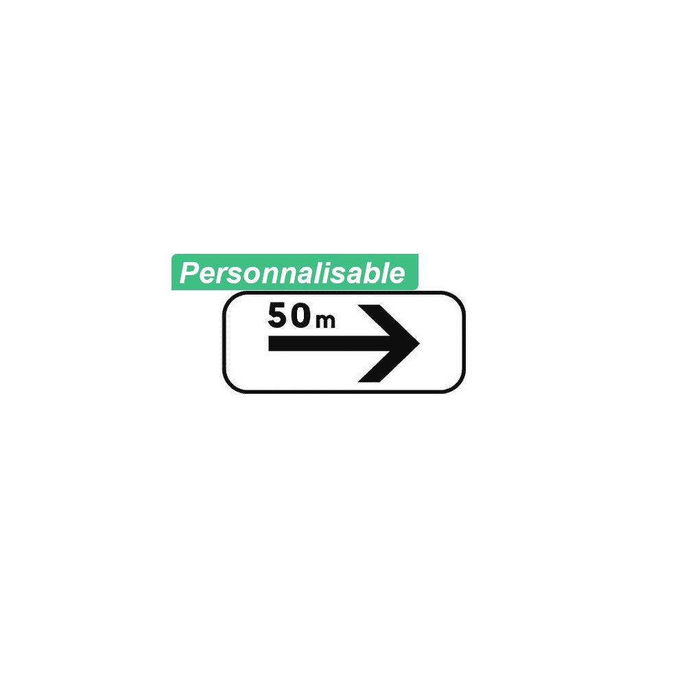 Panonceau sens de section et distance de stationnement et d’arrêt - droite M8dbis