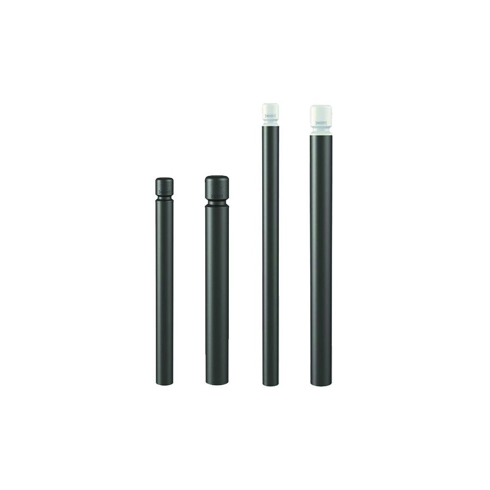 Image des quatre potelets d'agglomérations, diaètre 76 mm et 102 mm, version standard et haute visibilité, sur fond blanc.